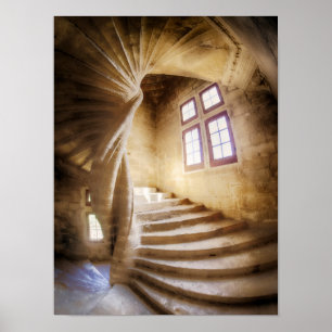 Poster Escalier en spirale beige, France