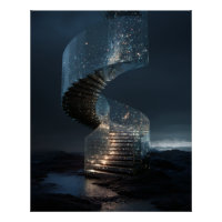 Escalier en spirale lumineux vers les étoiles