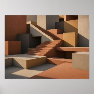 Poster Escalier géométrique en terre cuite Architecture a