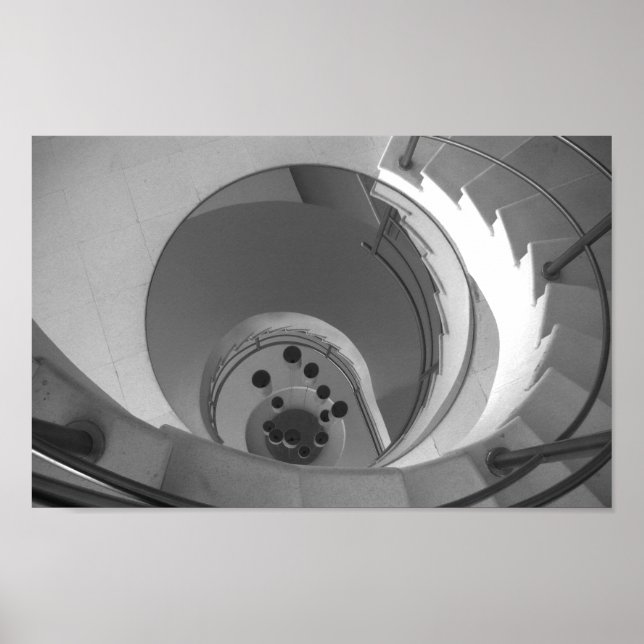 Poster Escalier Spiral Photographique Noir Et Blanc (Devant)