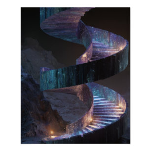 Poster Escalier Spirale Cosmique Rêve Fantastique Art
