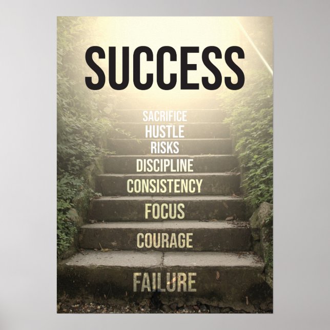 Poster Escaliers vers le succès - Motivationnel (Devant)