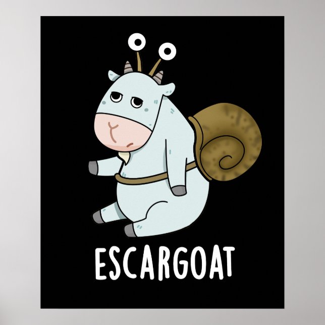 Poster Escar-chèvre Funny French Snail Pun Dark BG (Devant)
