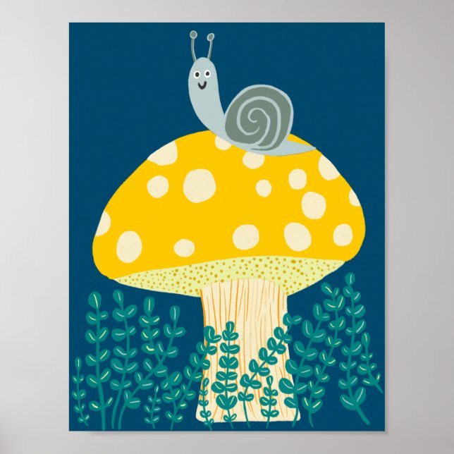 Poster Escargot de Whimsical sur Cute de Champignons Magi (Devant)