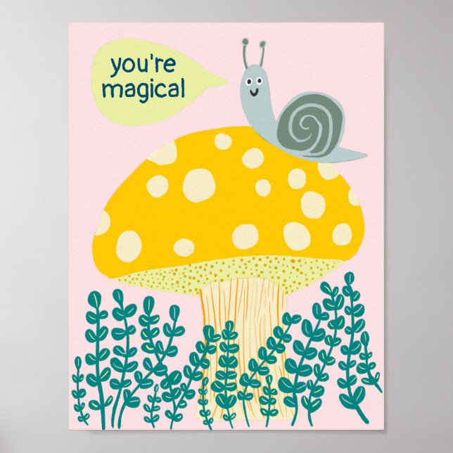 Poster Escargot de Whimsical sur Magic Mushroom Cute CUST (Devant)