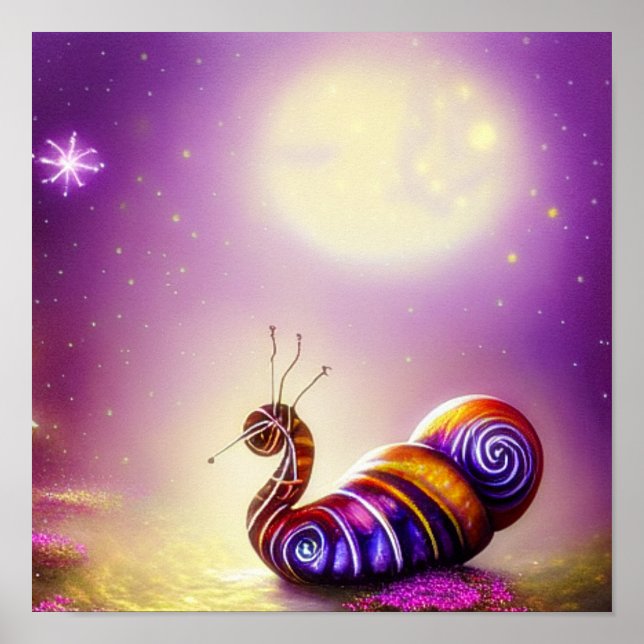 Poster Escargot et lune  (Devant)