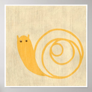 Poster Escargot jaune sur Arrière - plan crème