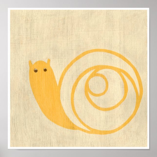 Poster Escargot jaune sur Arrière - plan crème (Devant)
