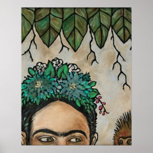 Poster Escondida Frida Kahlo Singe Portrait