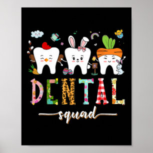 Poster Escouade Dentaire Pâques Jour Amusant Dentelle Den