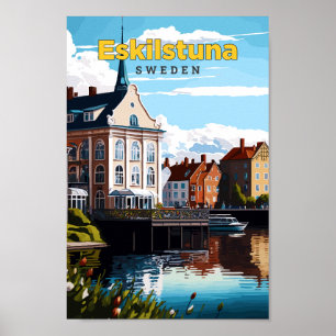 Poster Eskilstuna Suède Travel Art Illustration Vintage