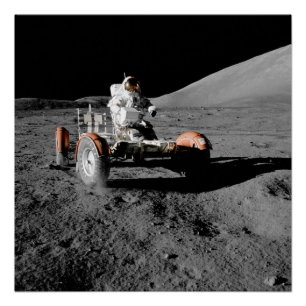 Poster espace buggy de l'astronaute d'atterrissage de lun