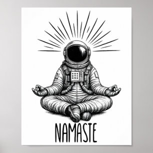 Poster Espace de méditation de yoga d'astronaute Namaste