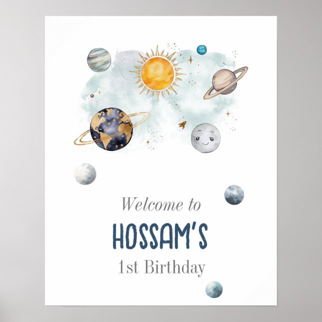 Poster Espace Extérieur Anniversaire Galaxie Soleil Lune  (Devant)