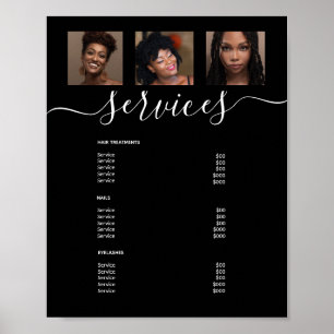 Poster Espace photo moderne - Salon Spa noir Menu Service