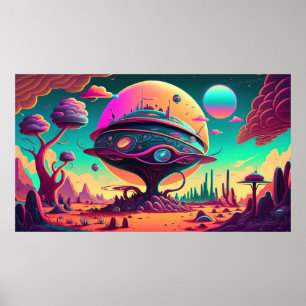 Poster Espace psychédélique magique