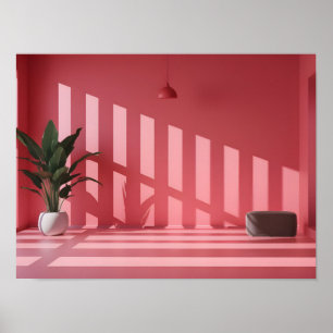 Poster Espace rose minimaliste : lumière et ombre