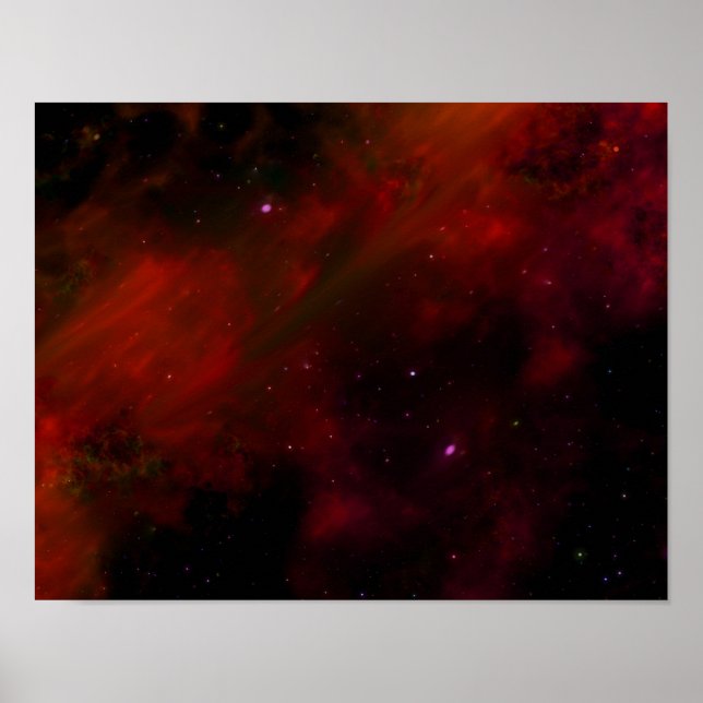 POSTER ESPACE ROUGE GALAXY STARS FUTURISTIQUE ROUGE NOIR  (Devant)