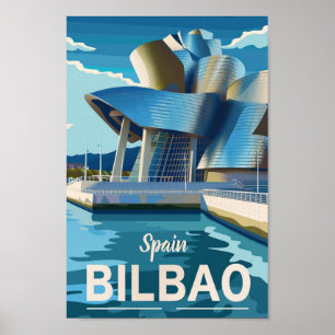 Poster Espagne Bilbao Vintage Lieu de voyage célèbre