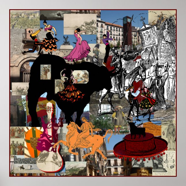 Poster Espagne collage de cadeaux culturels espagnols (Devant)