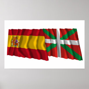 Poster Espagne et País Vasco (basque Euskadi) brandissant