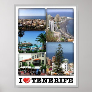 Poster Espagne - Îles Canaries - Tenerife - I Love -