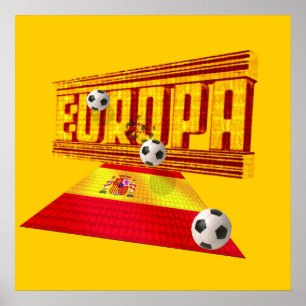 Poster Espagne Route vers l'Europe football de football c