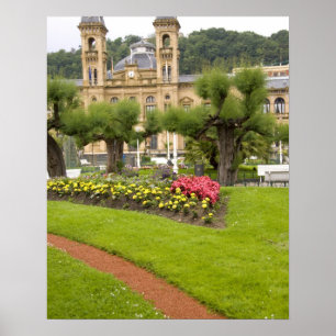Poster Espagne, Saint-Sébastien. Station balnéaire popula