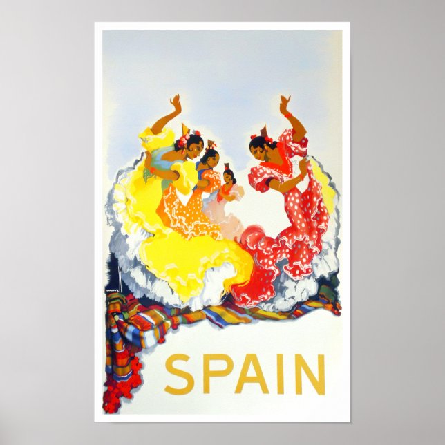 Poster Espagne Voyage vintage flamenco (Devant)