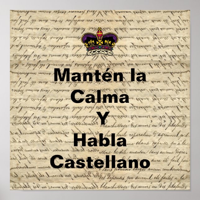 Poster Espagnol amusant garder calme (Devant)