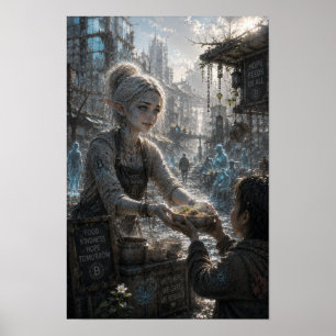 Poster Espoir / Cuisinier de rue / Ville en ruine