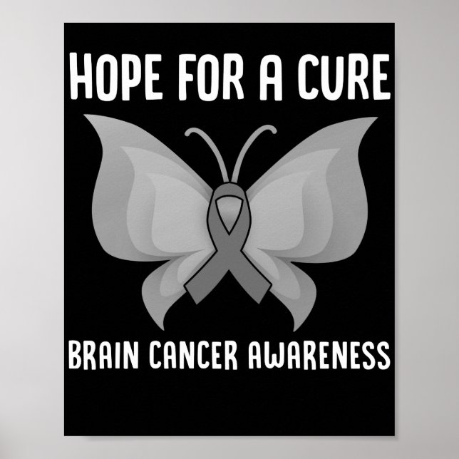 Poster Espoir D'Un Cerveau Cure Cancer Cerveau Tumeur Gri (Devant)