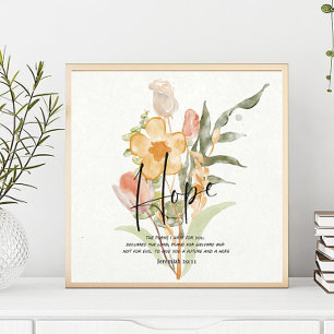 Poster Espoir-Jérémie 29:11 floral orange