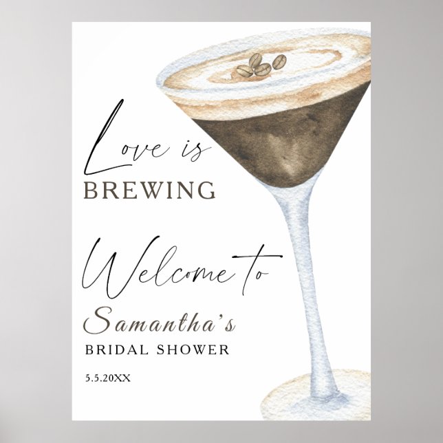 Poster Espresso Martini Bienvenue Douche nuptiale (Devant)