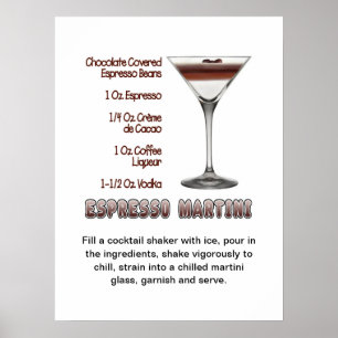 Poster Espresso Martini Cocktail Recette Art 18"x24"