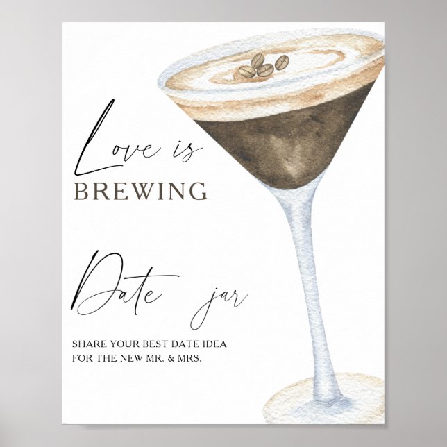 Poster Espresso Martini douche nuptiale Date idées nuit (Devant)
