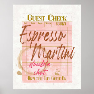 Poster Espresso Martini Guest Check Type de réception