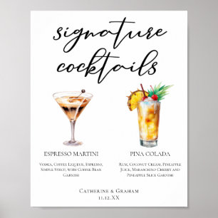 Poster Espresso Martini Pina Colada Cocktails Menu