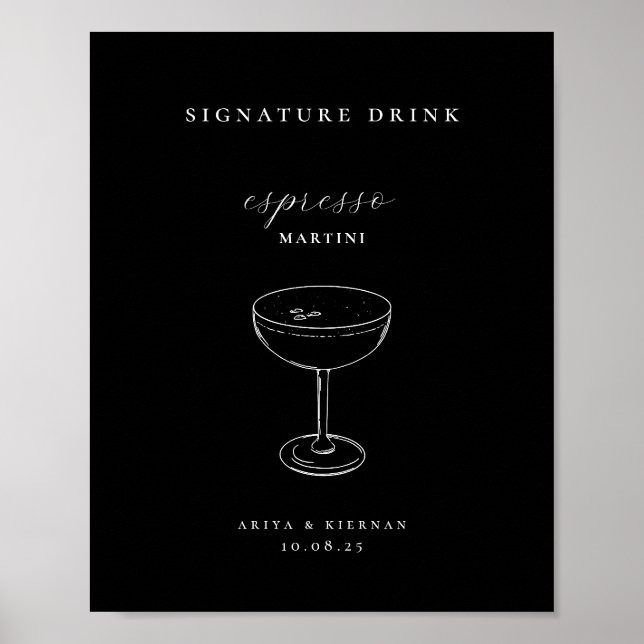Poster Espresso Martini Signature Drink Wedding Bar (Devant)