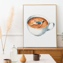 Poster Espresso Woman Soak Watercolor