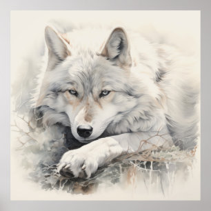 Poster Esprit d'argent Wolf animal