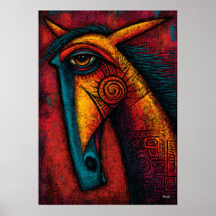 Poster Esprit de Cheval Primitif – Abstraction Expression