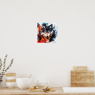 Poster Esprit de loup sauvage abstrait
