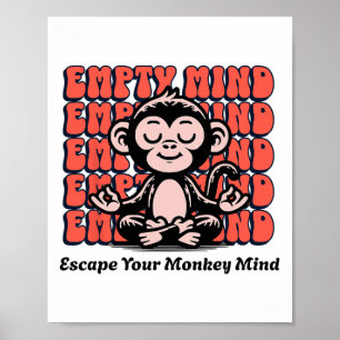 Poster Esprit de singe, chimpanzé méditant, méditation de