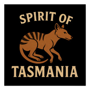 Poster Esprit de Tasmanie - Typographie Thylacine Vintage