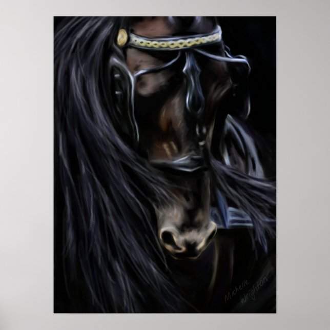 Poster Esprit friésien - Peinture de cheval (Devant)