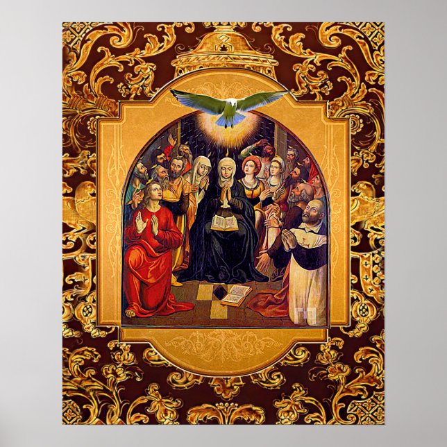 Poster Esprit Saint Pentecôte Vierge Marie et Apôtres (Devant)