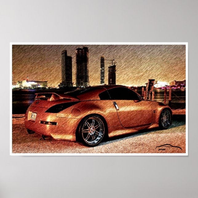 Poster Esquisse de crayon de paysage 350Z (Devant)