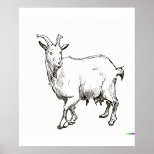 Poster esquisse dessinée à la main de mouton dans Ukiyo-E
