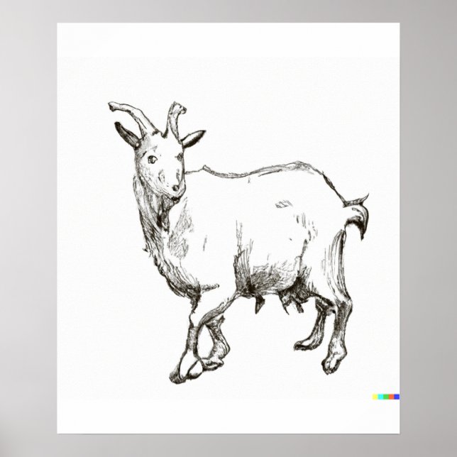 Poster esquisse dessinée à la main de mouton dans Ukiyo-E (Devant)